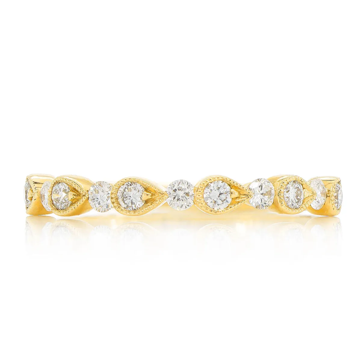 For Him Round & Pear Bezel Stackable Diamond Ring