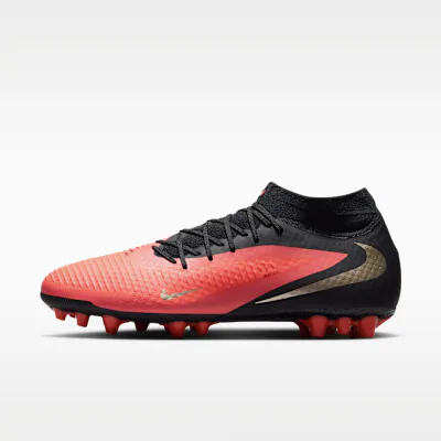 Nike Phantom 6 High Academy Artificial-Grass Football Boots - Bright Crimson/Black/Blur
