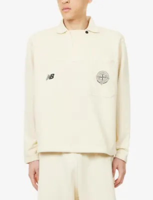 STONE ISLAND x New Balance Drill Logo-Embellished Cotton Polo Sweatshirt detail 3