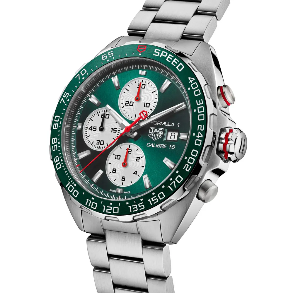 TAG Heuer Formula 1 Chronograph X Goodwood Festival of Speed Limited Edition 44mm Mens Watch Green detail 2