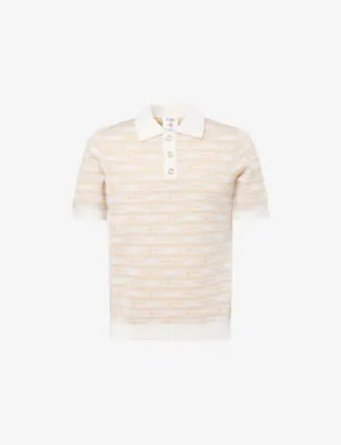 CASABLANCA Wordmark Short-Sleeve Wool Polo Shirt