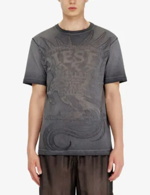 DIESEL Embossed-Graphic Jersey T-Shirt in 96H, additional product view 3