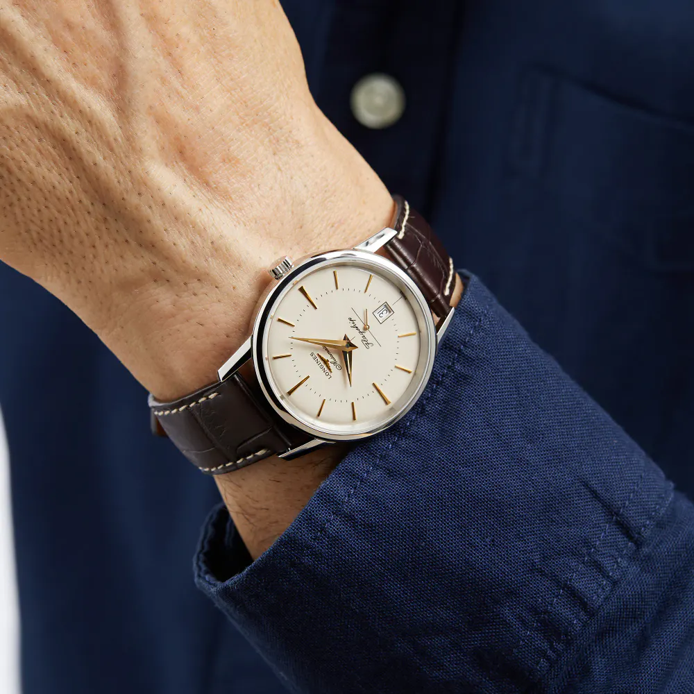Longines Heritage Flagship 38.5mm Automatic Mens Watch in Cream, additional product view 2