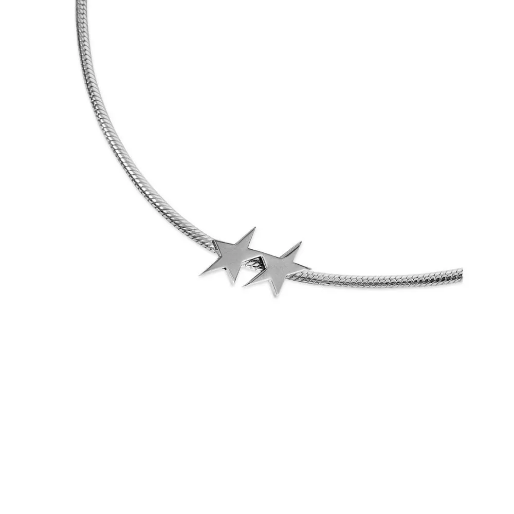 TWOJEYS Adults Icon Bali Star Chain Necklace in Silver, additional product view 2
