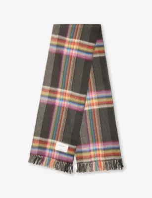THE INOUE BROTHERS Multi Check Alpaca Scarf - ORANGE