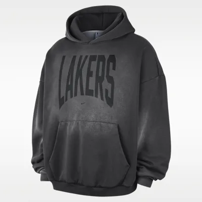 Nike Los Angeles Lakers Standard Issue Men's Therma-FIT Fleece Washed Basketball Hoodie - Dark Charcoal/White