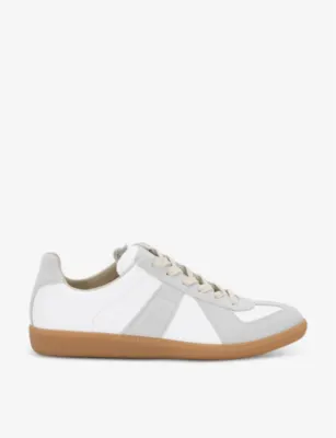 MAISON MARGIELA Replica Leather Low-Top Trainers - Dark Brown - EUR 39 / 5 UK MEN in WHITE – Mens | Trainers | Lace up trainers