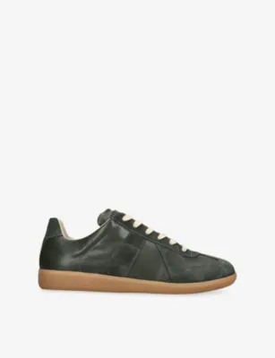 MAISON MARGIELA Replica Leather Low-Top Trainers - Dark Brown - EUR 39 / 5 UK MEN in KHAKI – Mens | Trainers | Lace up trainers