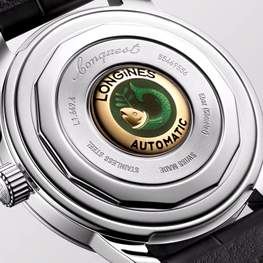 Longines Conquest Heritage 38mm Mens Watch Green detail 3