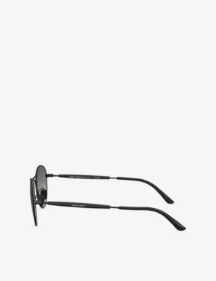 GIORGIO ARMANI AR6177 Round-Frame Metal Sunglasses in BLACK, additional product view 2