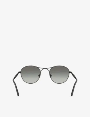 GIORGIO ARMANI AR6177 Round-Frame Metal Sunglasses in BLACK, additional product view 3