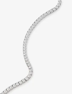 DARKAI Tennis Long 18ct White Gold-Plated Stainless Steel, Brass Pavé-Stone necklace Necklace detail 3