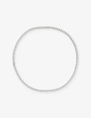 DARKAI Tennis Long 18ct White Gold-Plated Stainless Steel, Brass Pavé-Stone necklace Necklace