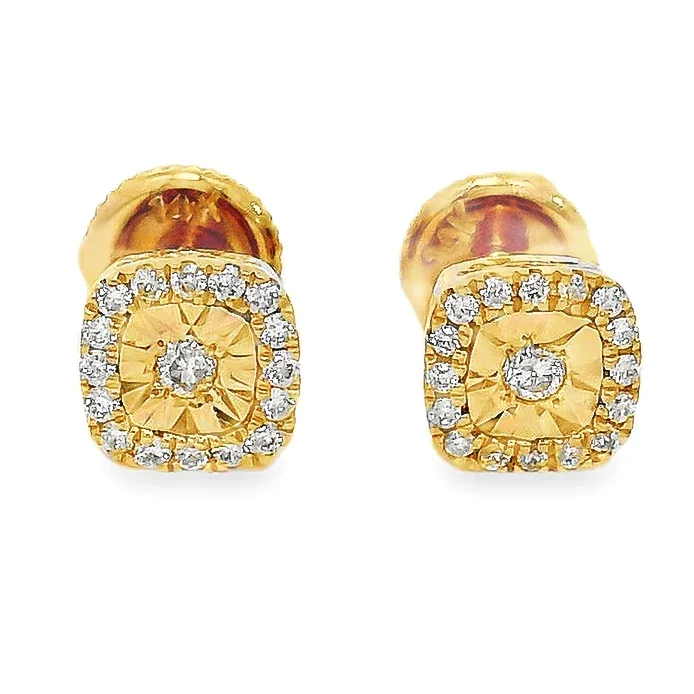 ANNA - CONSCIOUS DIAMONDS Classic Cushion Cut Diamond Earrings 64901 in Yellow Gold – Earrings