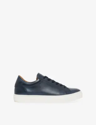 BOGGI Logo-Embossed Leather Trainers - EUR 44 / 10 UK MEN in NAVY BLUE – Mens | Trainers | Lace up trainers
