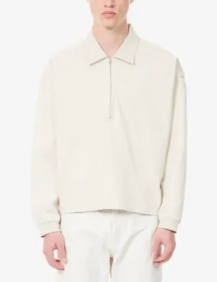 AGOLDE Darius Funnel-Neck Cotton Polo Sweatshirt detail 3
