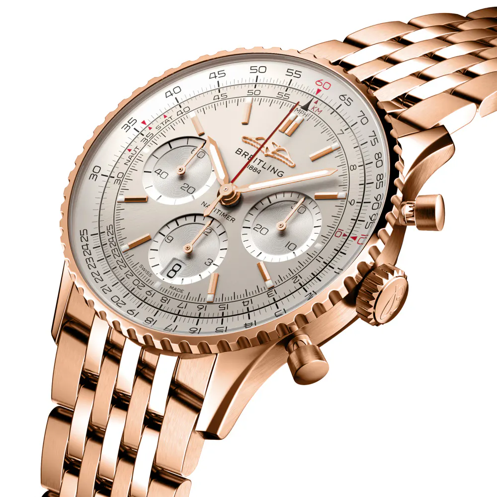 Breitling Navitimer B01 Chronograph 41 18k Red Gold Watch in Silver, additional product view 2