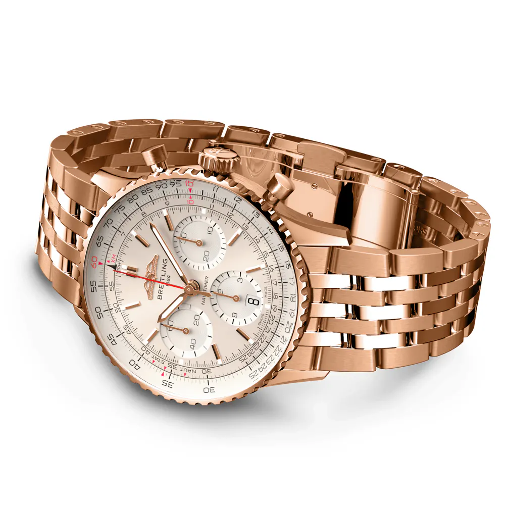 Breitling Navitimer B01 Chronograph 41 18k Red Gold Watch in Silver, additional product view 3