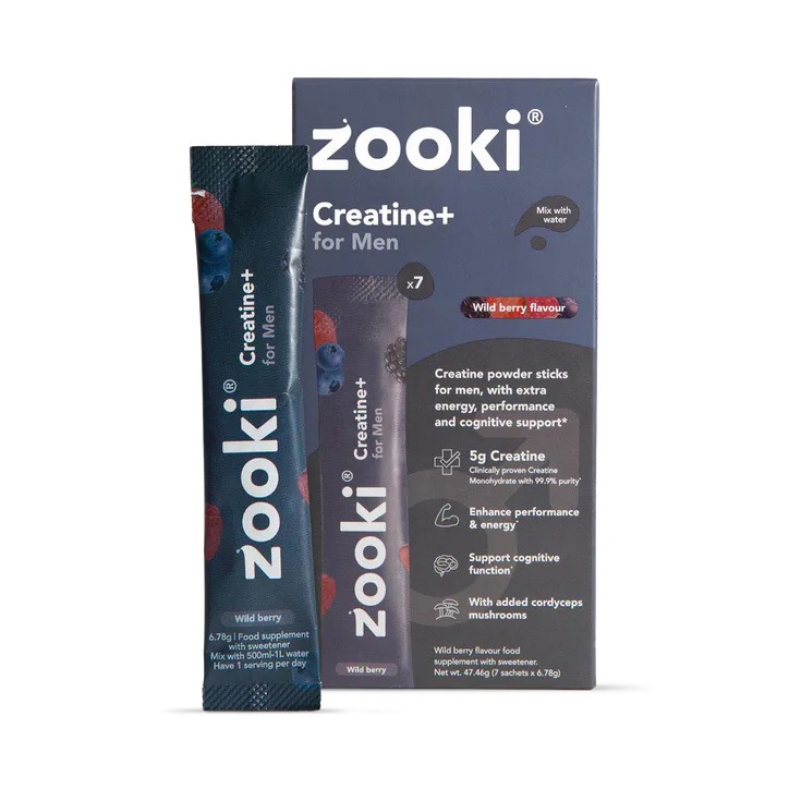 Zooki Creatine+ For Men Powder Wild Berry Flavour 7 Sachets