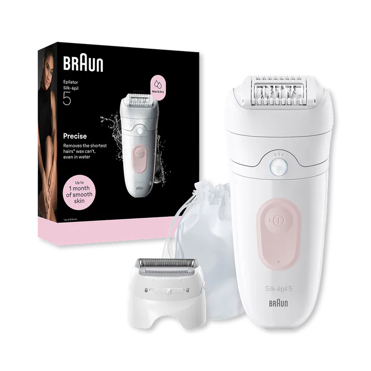 BRAUN Silk·épil 5, Wet & Dry Epilator, Easy Hair Removal, Lasting Smooth Skin, 5-041, Flamingo Pink
