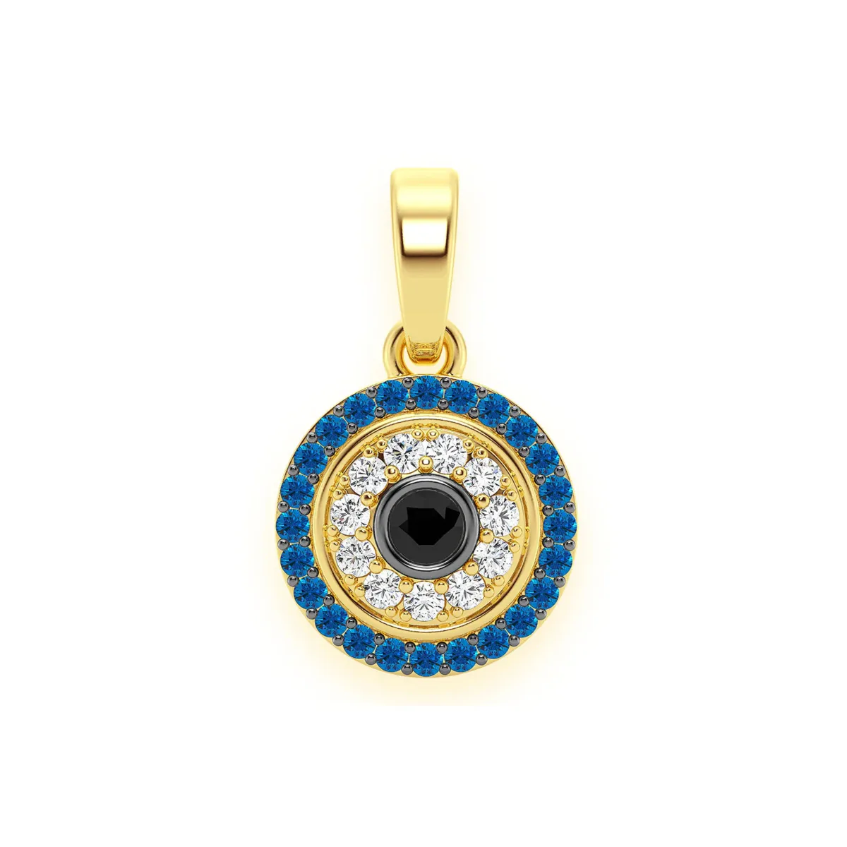 For Him Round Evil Eye Pendant in Yellow Gold – Pendant