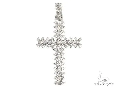 RINA - For Him FACTORY 14K White Gold Prong Diamond Cross 65279 in Rose Gold – Pendant
