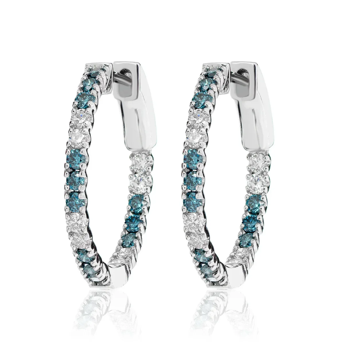For Him Diamond Inside Outside Hoop Earrings in White Gold / Lab Grown Diamond – Earring