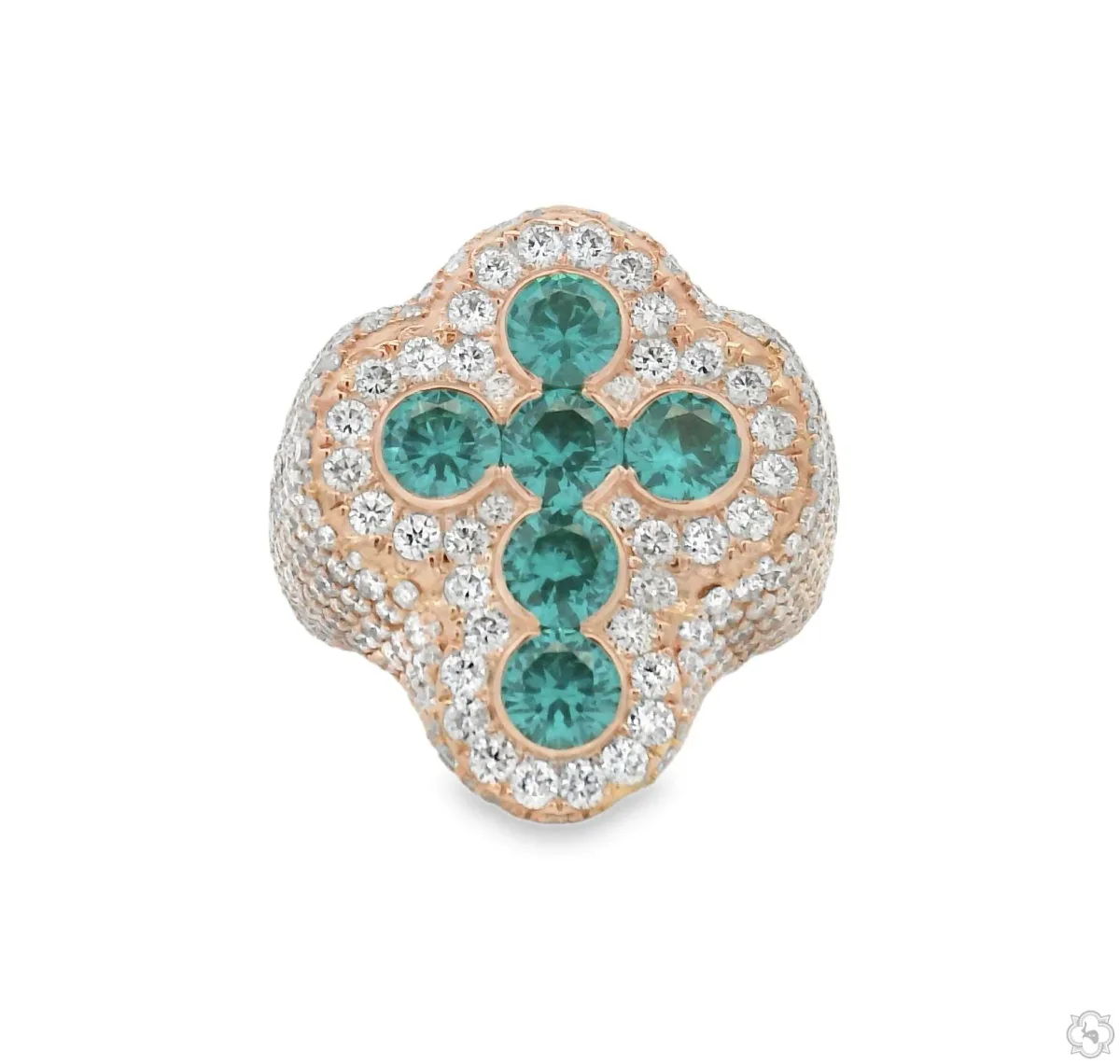 MICKY - ICEBERG Iceberg Celestial Teal Quartz Crystals Diamond Ring 70372 in Rose / 10 – Ring