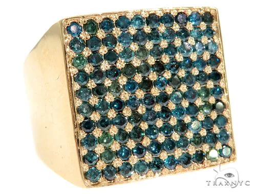 RINA - For Him FACTORY 14K Yellow Gold Blue Diamond Square Ring 61503 in Rose Gold / 6.5 – Ring