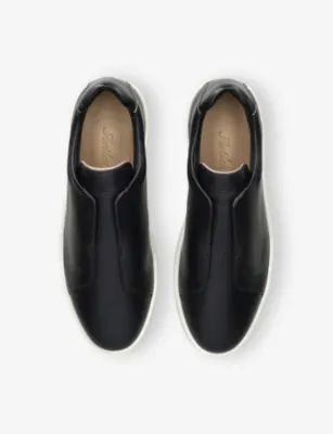AURELIEN AUR3 Leather Trainers - EUR 44 / 10 UK MEN in Navy, additional product view 2