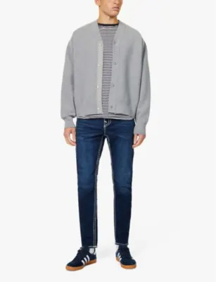 TRUE RELIGION Rocco exposed-stitching straight-leg regular-fit stretch-denim jeans detail 2
