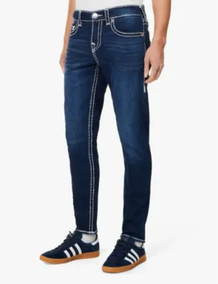 TRUE RELIGION Rocco exposed-stitching straight-leg regular-fit stretch-denim jeans detail 3