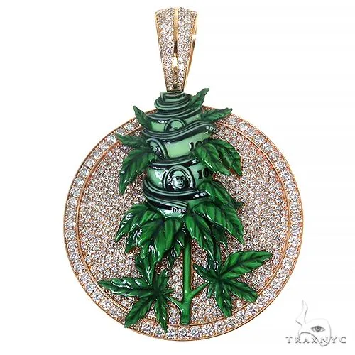 RINA - For Him CUSTOM Glow In The Dark Diamond Money Weed Pendant 67439 in Rose Gold – Pendant