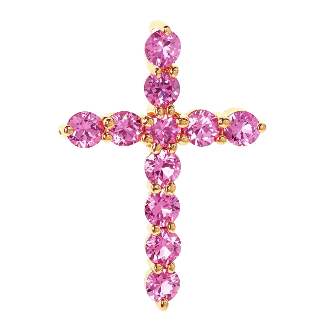 PIA - For Him GEMSTONES Pink Sapphire Cross Pendant 67147 in Rose Gold – Pendant