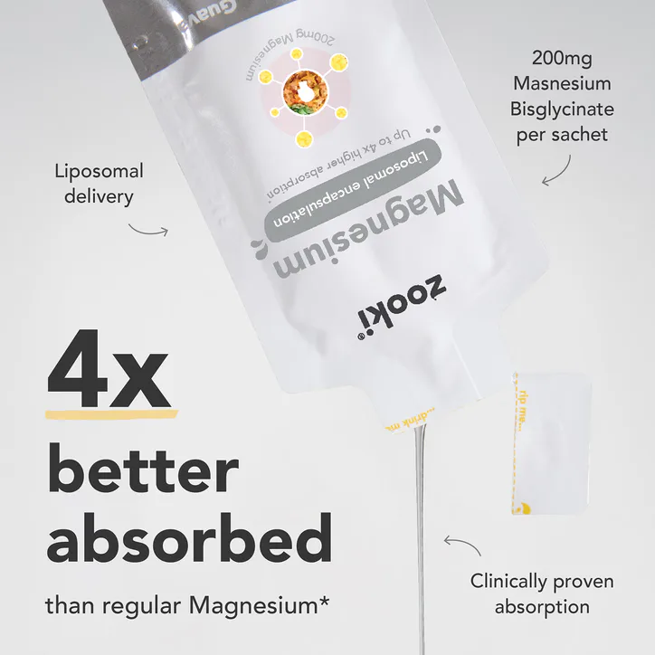 Zooki Liposomal Magnesium Bisglycinate 2,000mg, Pineapple Flavour - 14x17ml Liquid Sachets detail 3