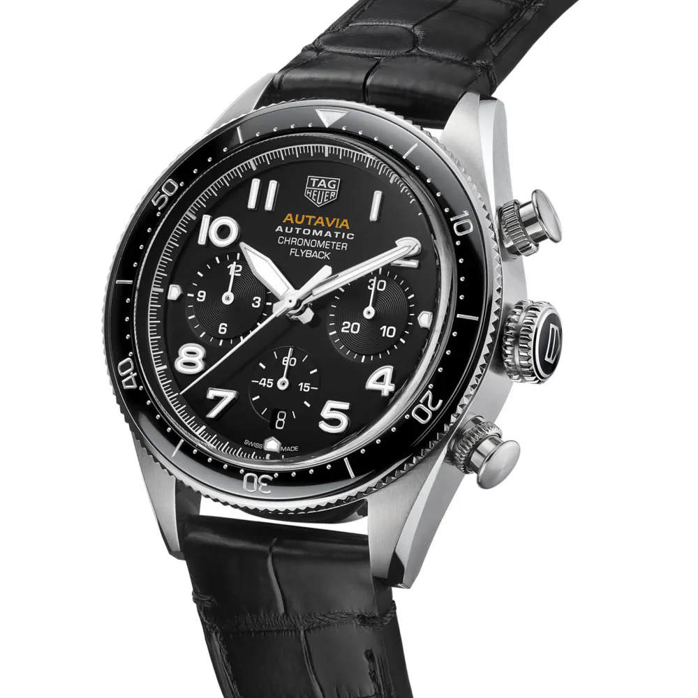 TAG Heuer Autavia Flyback Chronometer 42mm Mens Watch in Black, additional product view 2