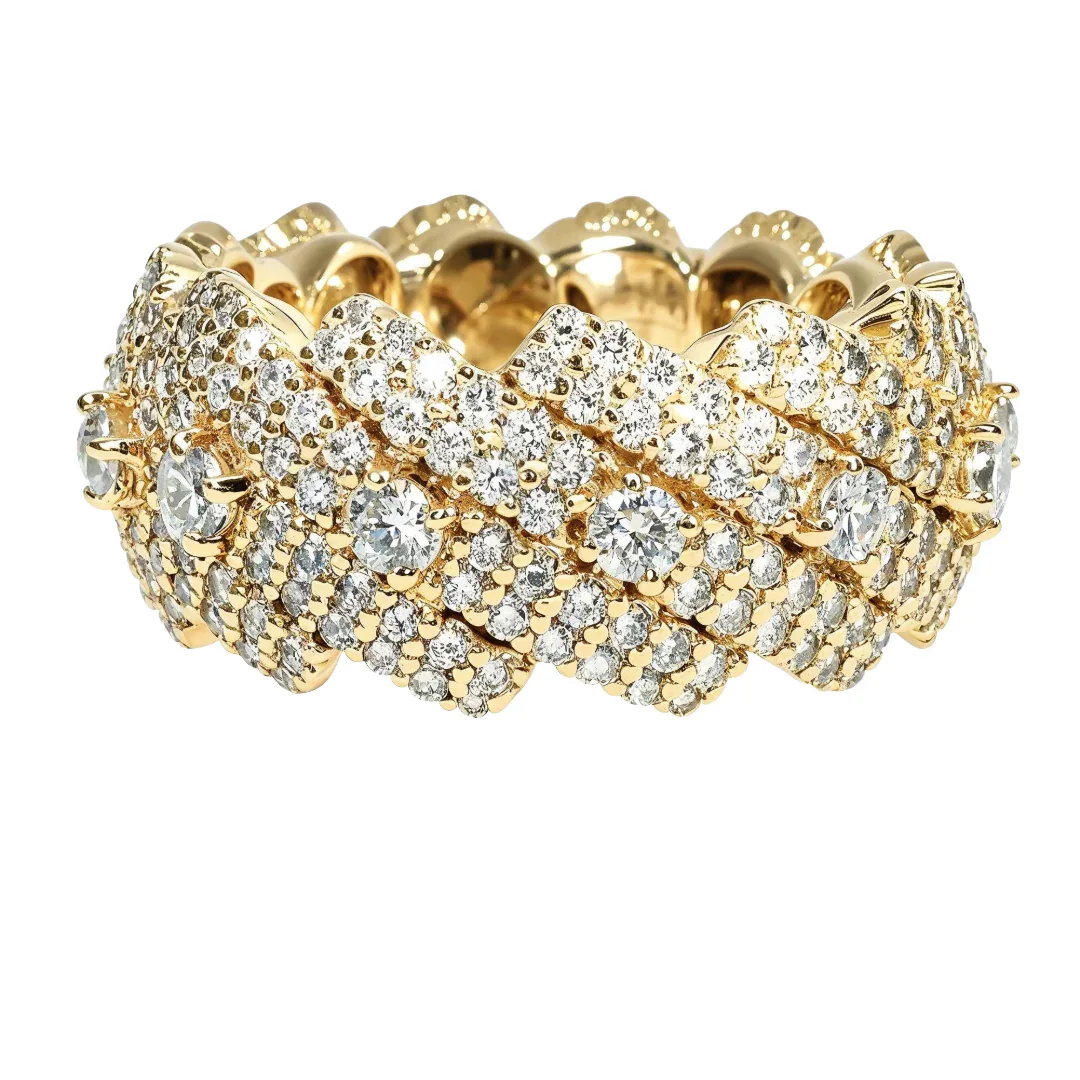 RINA - For Him CUSTOM 14K Gold Prong Rised Diamond Miami Cuban Ring 66670 in Rose Gold / 7.5 – Ring