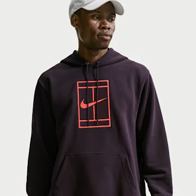 Nike NikeCourt Slam Men's Dri-FIT Fleece Tennis Hoodie - Burgundy Ash/Bright Crimson