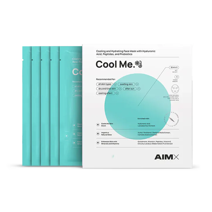 AIMX Box Of Aimx Hydrating And Cooling Face Mask With Probiotics Cool Me 5 Sheets X 25ml