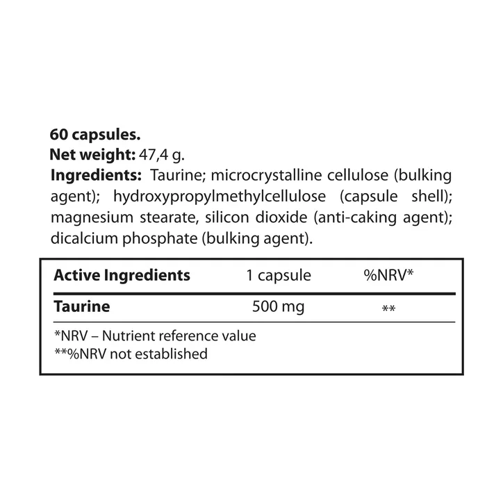 Mindly Taurine_ 500 mg_60 capsules, additional product view 2