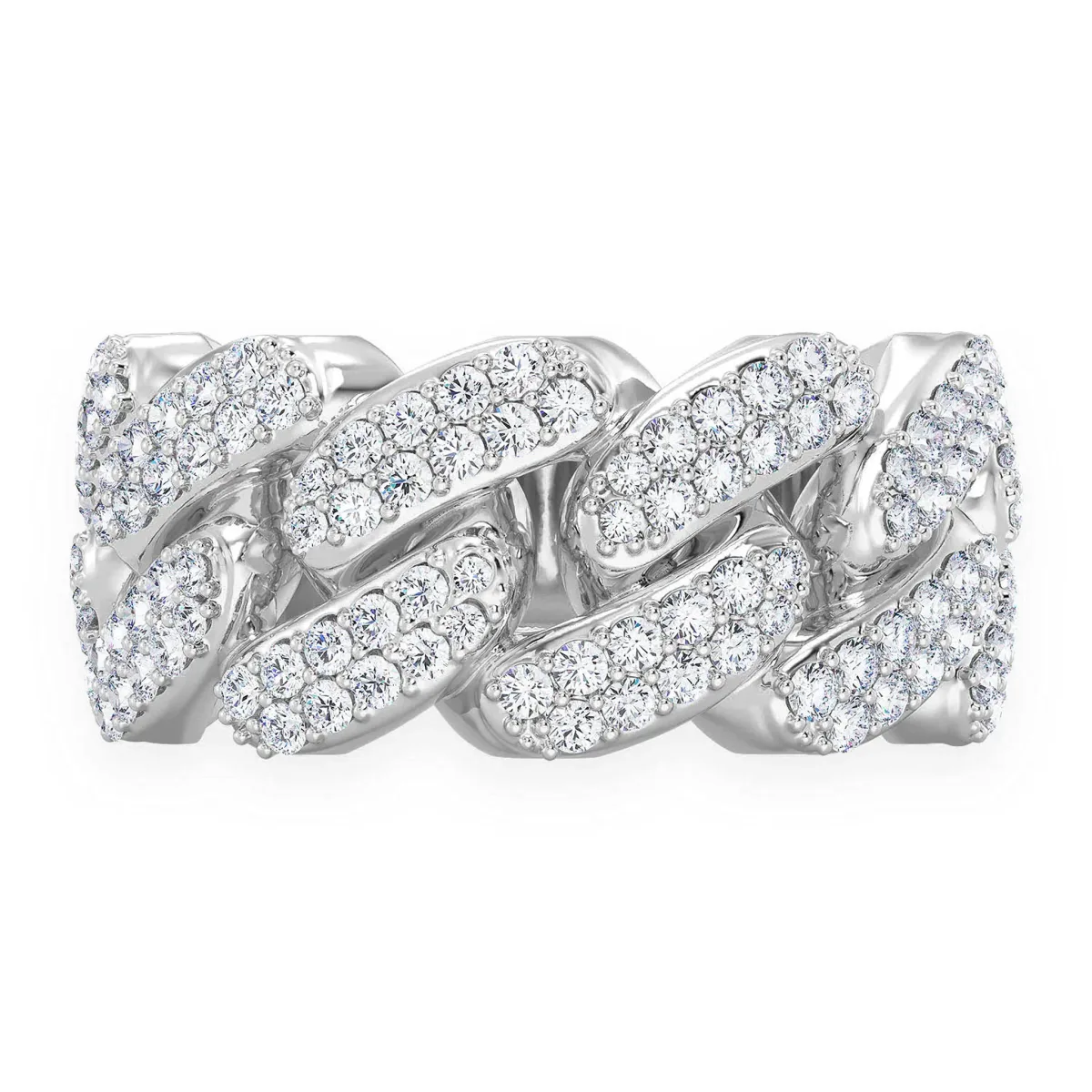 For Him Iced Out Cuban Ring in 10mm | 0.90ctw / White Gold / Natural Diamond – Ring