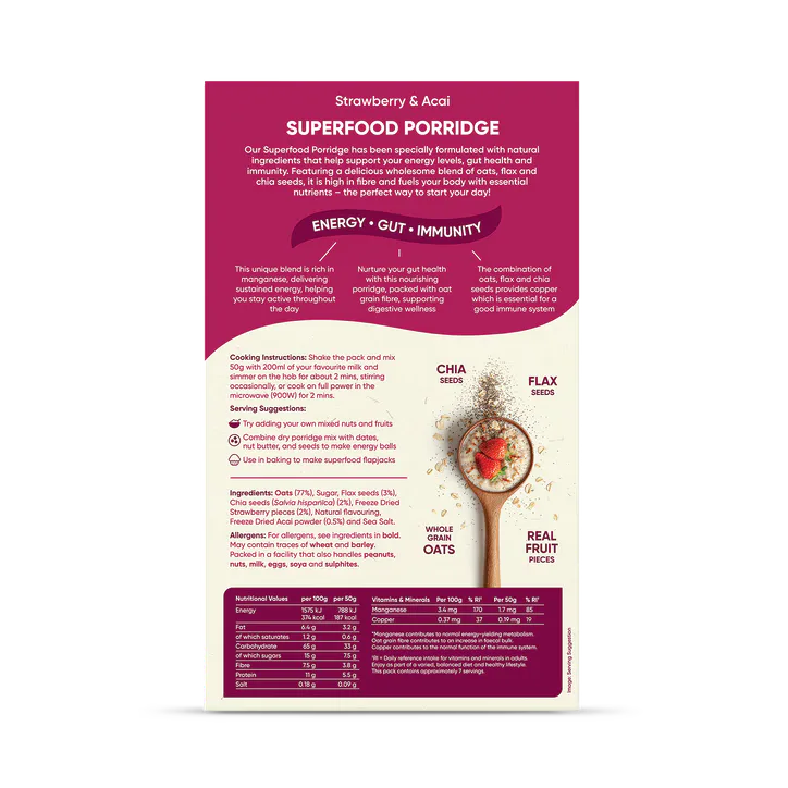 Naturya Superfood Porridge Strawberry & Acai 375g, additional product view 2