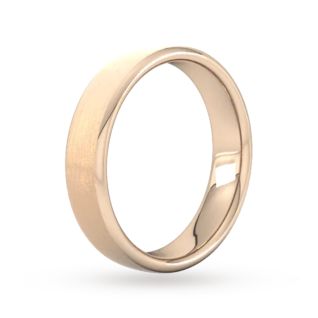 For Him 5mm Slight Court Standard Matt Finished Wedding Ring In 18 Carat Yellow Gold detail 2