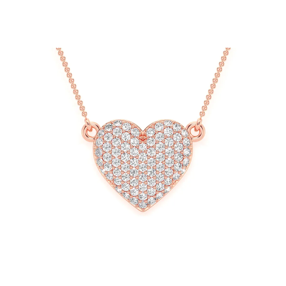 For Him Bubble Heart Diamond Necklace in Rose Gold / 18" / Natural Diamond – Necklace