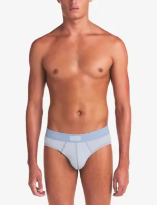 SKIMS Logo-Waistband Pack of Three Cotton-Jersey Briefs detail 2