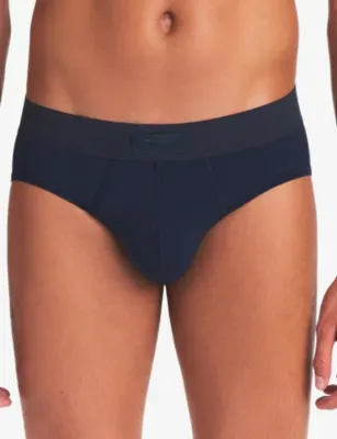 SKIMS Logo-Waistband Pack of Three Cotton-Jersey Briefs detail 3