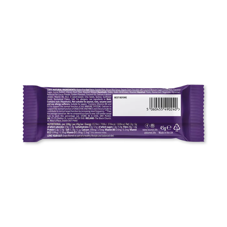 Biomel Gut Health Bar Hazelnut 45 g, additional product view 2