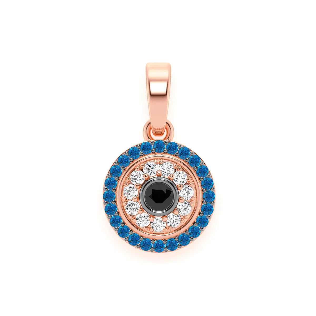 For Him Round Evil Eye Pendant in Rose Gold – Pendant
