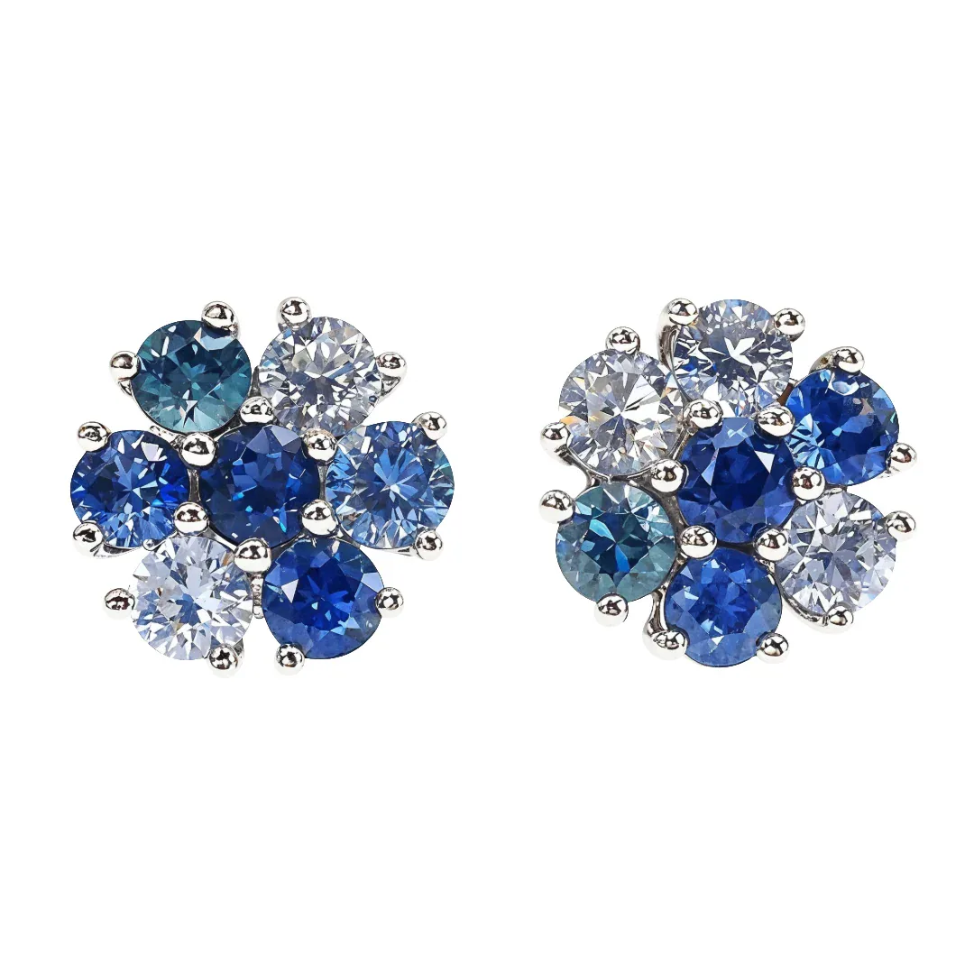 PIA - For Him GEMSTONES Small Ocean Bloom Sapphire Diamond Flower Earrings 66791 in Rose – Earrings