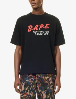A BATHING APE Motto Logo-Print Cotton T-Shirt detail 3